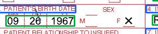 birth date and sex, detected